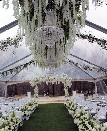 Wedding Event with Clear Tent and Chandelier